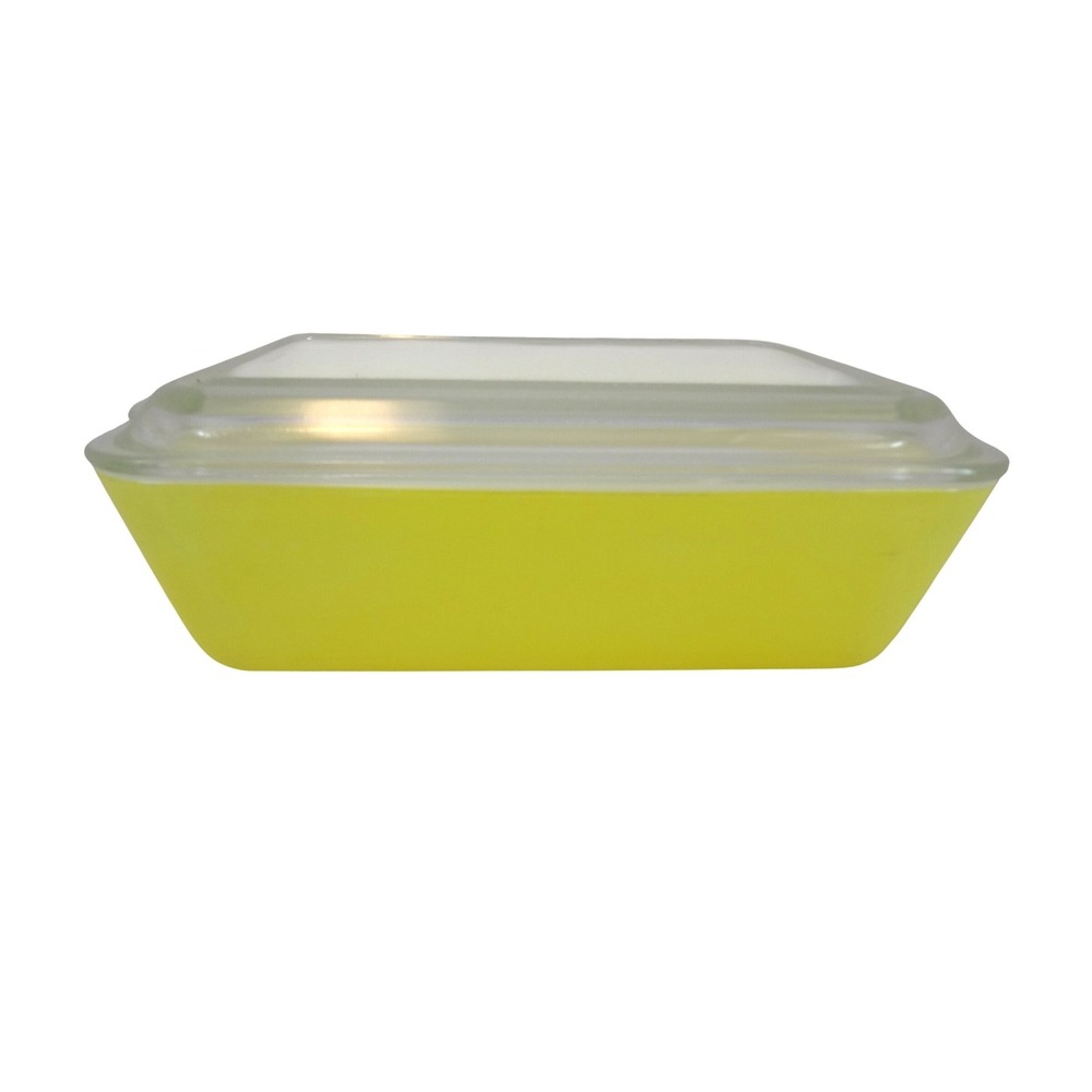 Pyrex Refrigerator Dish Unisex 1.5 Pint Yellow Excellent 502 Rectangular Lid